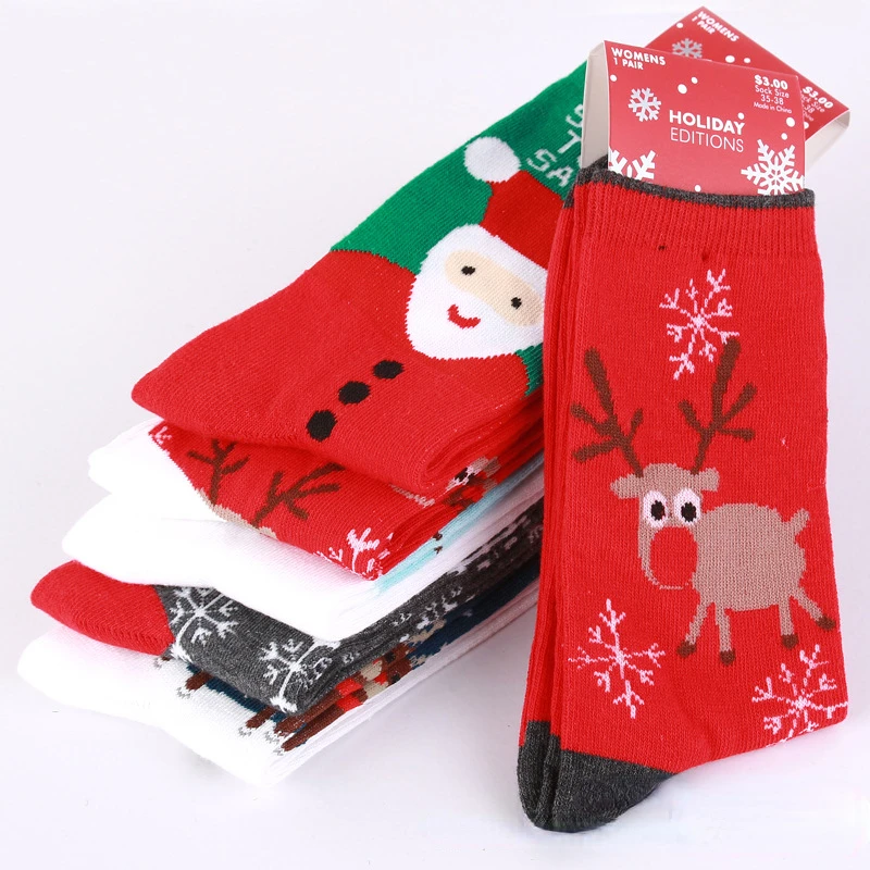 

1pair Christmas Women Socks 100% Cotton A Variety of Styles Cute Printing Socks Medium Tube Spring and Autumn Men Socks