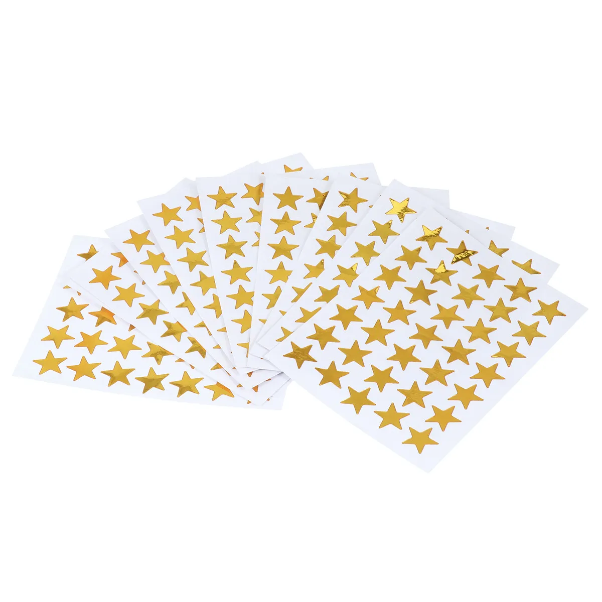 10Pcs 학생 보상 스티커 골드 컬러 5각 스파클 PVC 자체 접착식 교실 차트용 탈착 가능