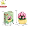 HUIQIBAO MOC Flower Succulent Potted Model Building Block DIY Eternal Bouquet Home Desk Plant Decor Brick Girl Gift Children Toy 5