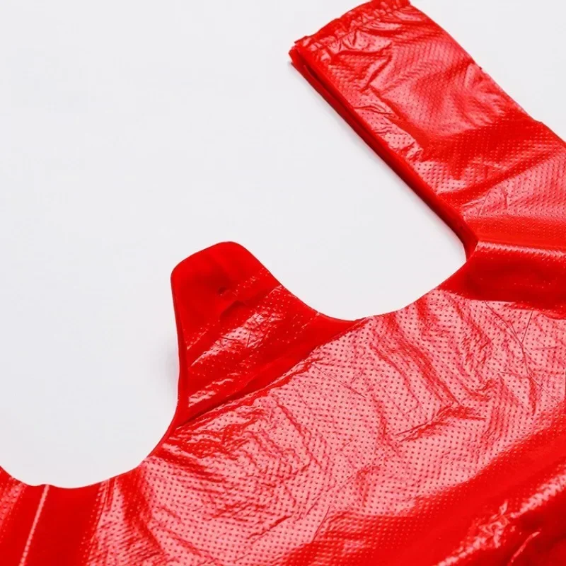 Red Plastic Grocery Shopping Bags with Handle for Retail Supermarket