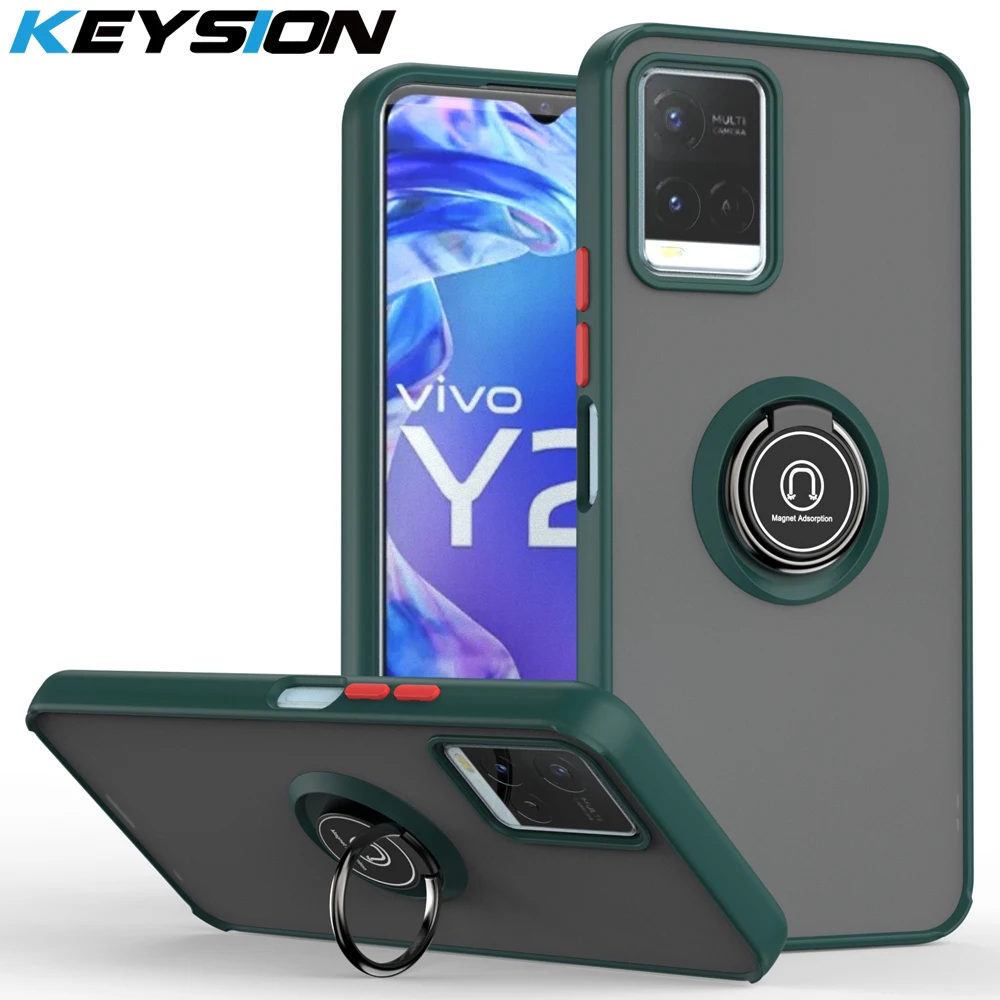KEYSION Fashion Matte Case for VIVO Y21 T Y21S Y33S Y33T Transparent Ring Shockproof Phone Cover for VIVO V21 5G Y11 Y12_voghion.com
