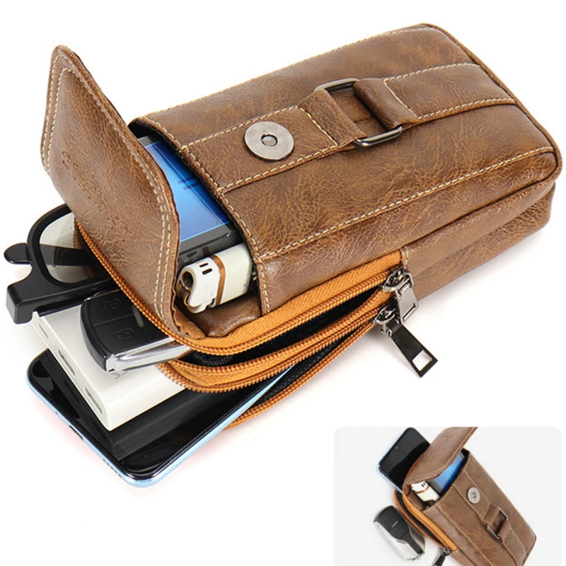 【MAX-22】1 Stück Stylische PU-Leder Hüfttasche Wasserdicht mit Hüftgurt Brusttasche Mehrschichtige Handytasche Reisetasche 1 Stück – Detail 10