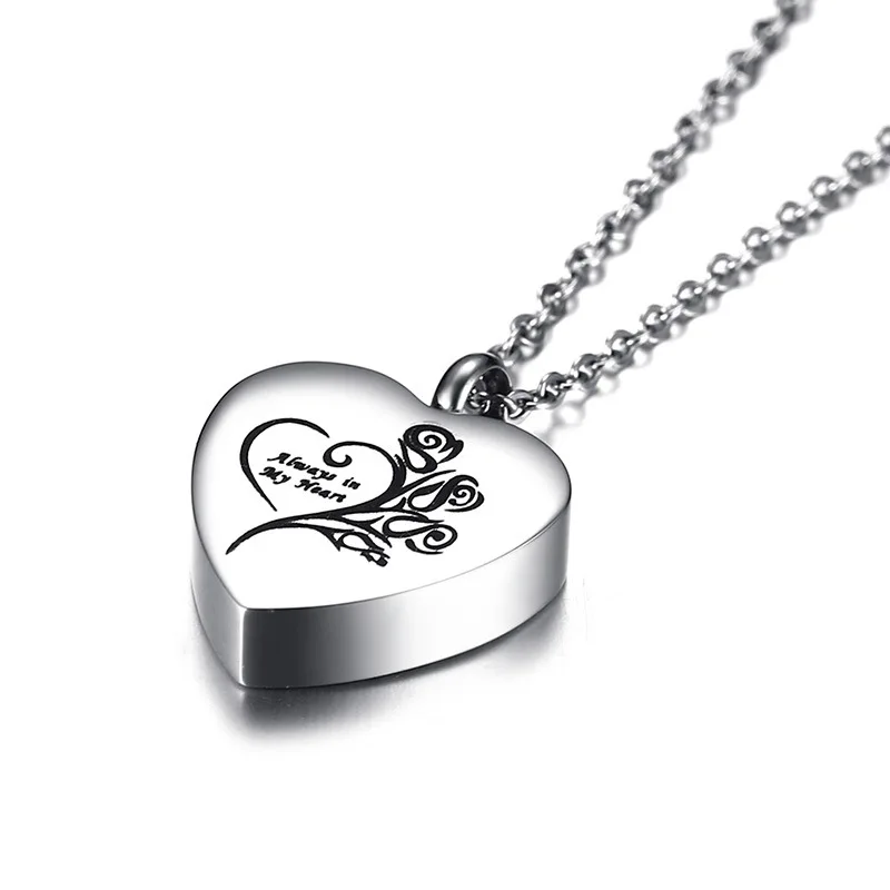 Print Photo Custom Name Memorial Keepsake Jewelry Stainlesss Steel Heart Pendant Chain Pet Urn Necklace Dog Cat Ashes Locket 6
