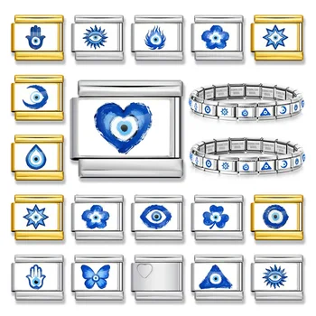 URING 1pc Original Design Palm Heart Sun Devil's Eye Italian Link Fit 9mm Stainless Steel Bracelet Making DIY Charm Jewelry 2026 1