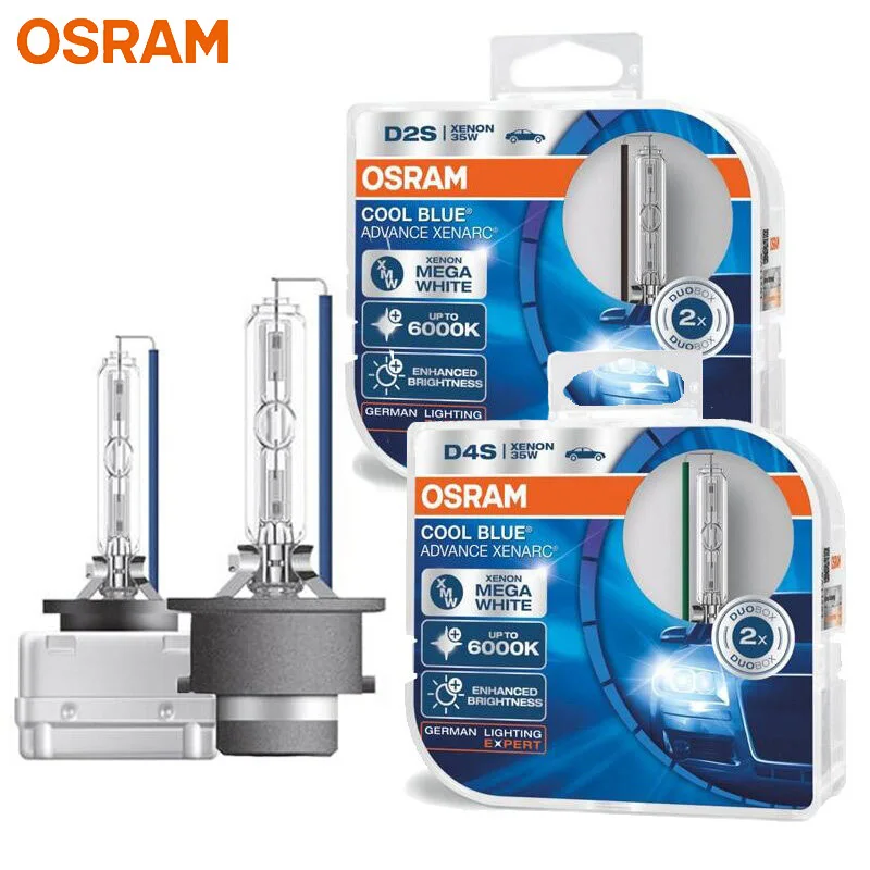 OSRAM D1S D2S D3S D4S 6000K Cool Blue Advance Xenon HID Car Headlight Super White High Low Beam 12V Original Auto Lamp, 2x