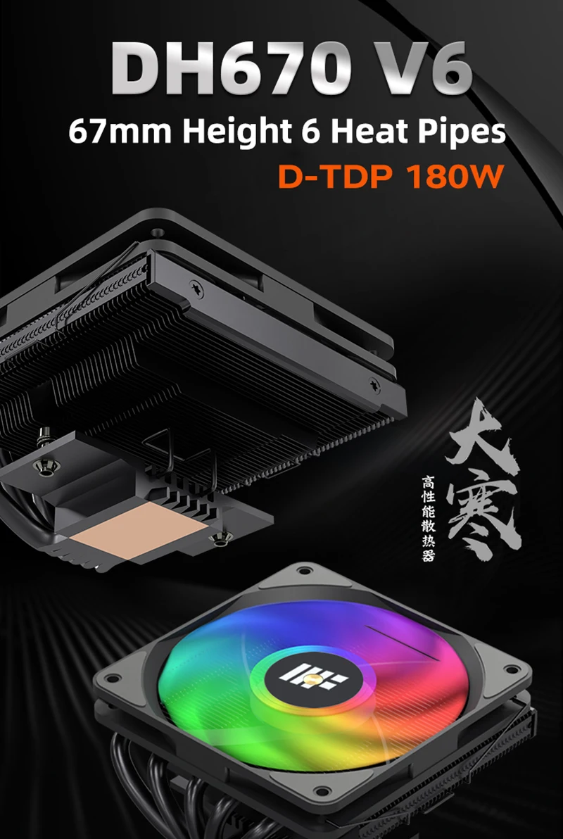 Low Profile CPU Cooler 6 Heatpipes 67mm Height ITX CPU Radiator 120mm PWM Fan Fo
