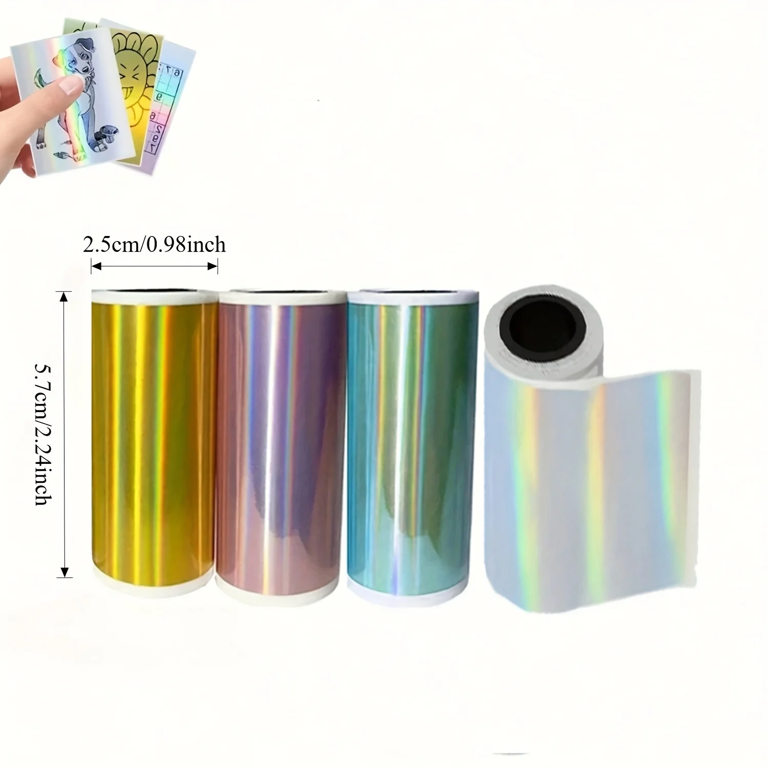 Holographic Thermal Paper Roll (Compatible with 57mm/2.25" Thermal Printers) - Self-Receipts, QR Code & Sticker Labels