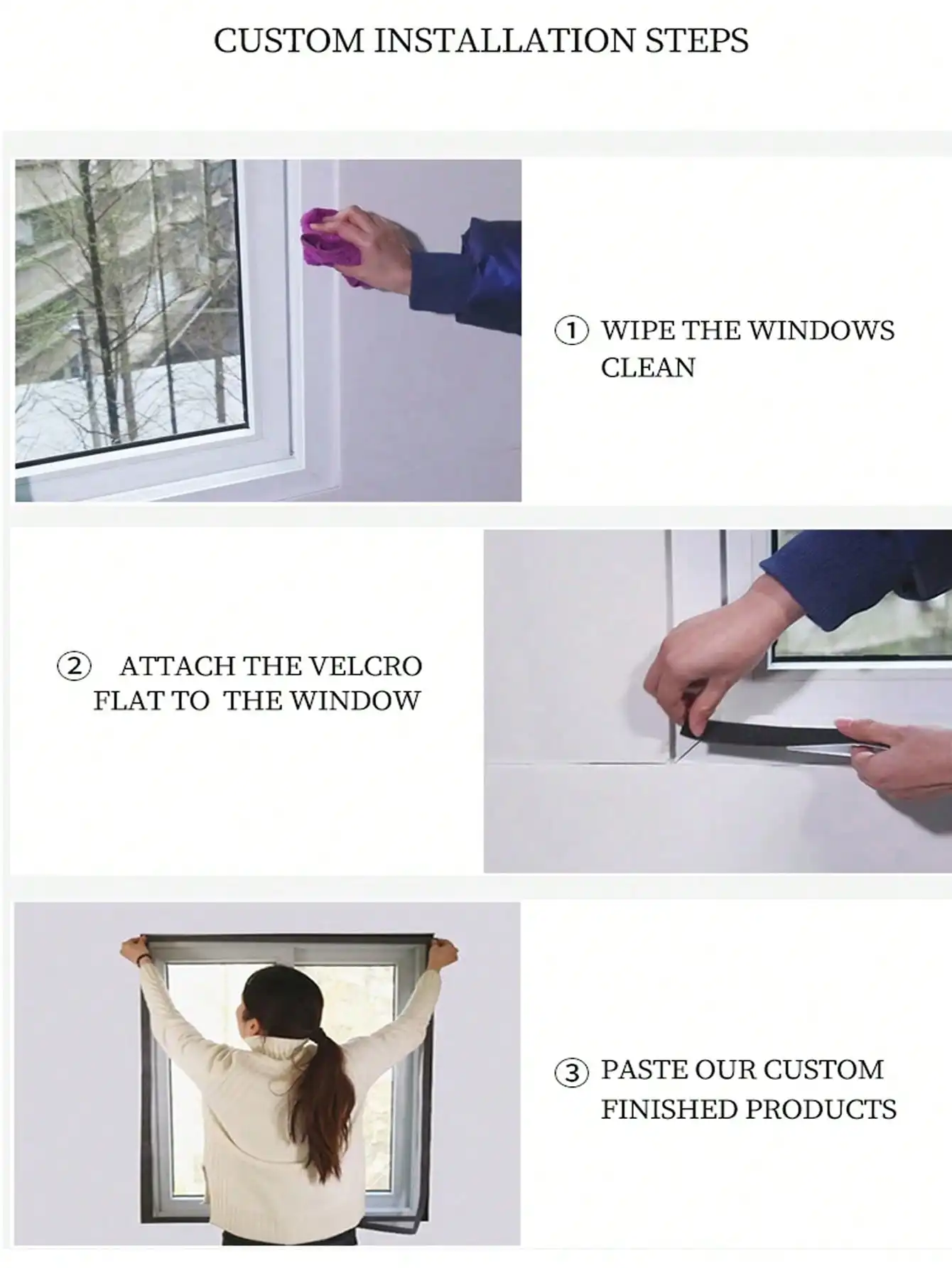 모기 방지 방충망, 조절 가능한 창문 메쉬, 벨크로 자가 접착식, DIY 맞춤형 통기성 창문
