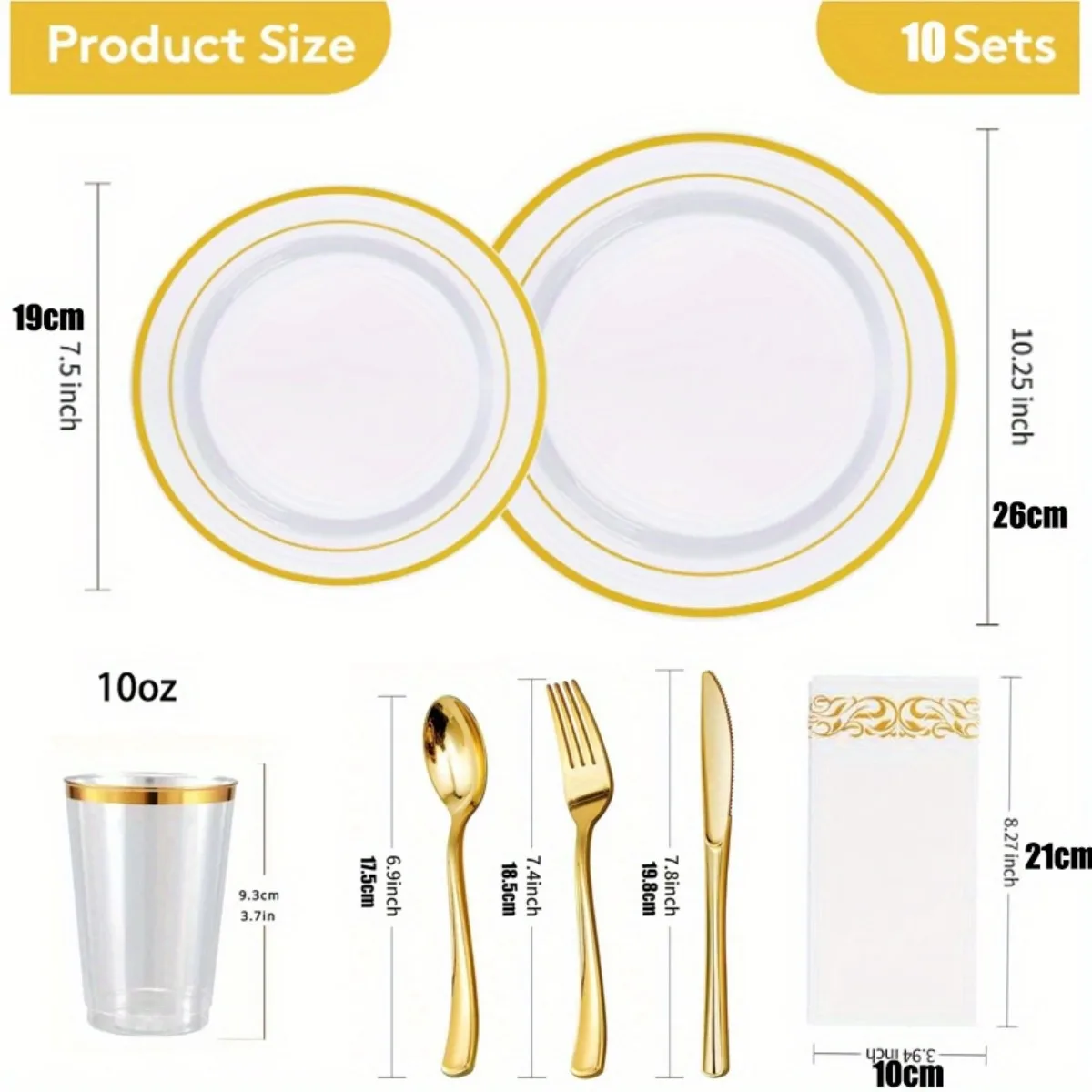 70pcs Disposable Tableware Set Suitable For 10 Guests Weddings Parties Family Gatherings