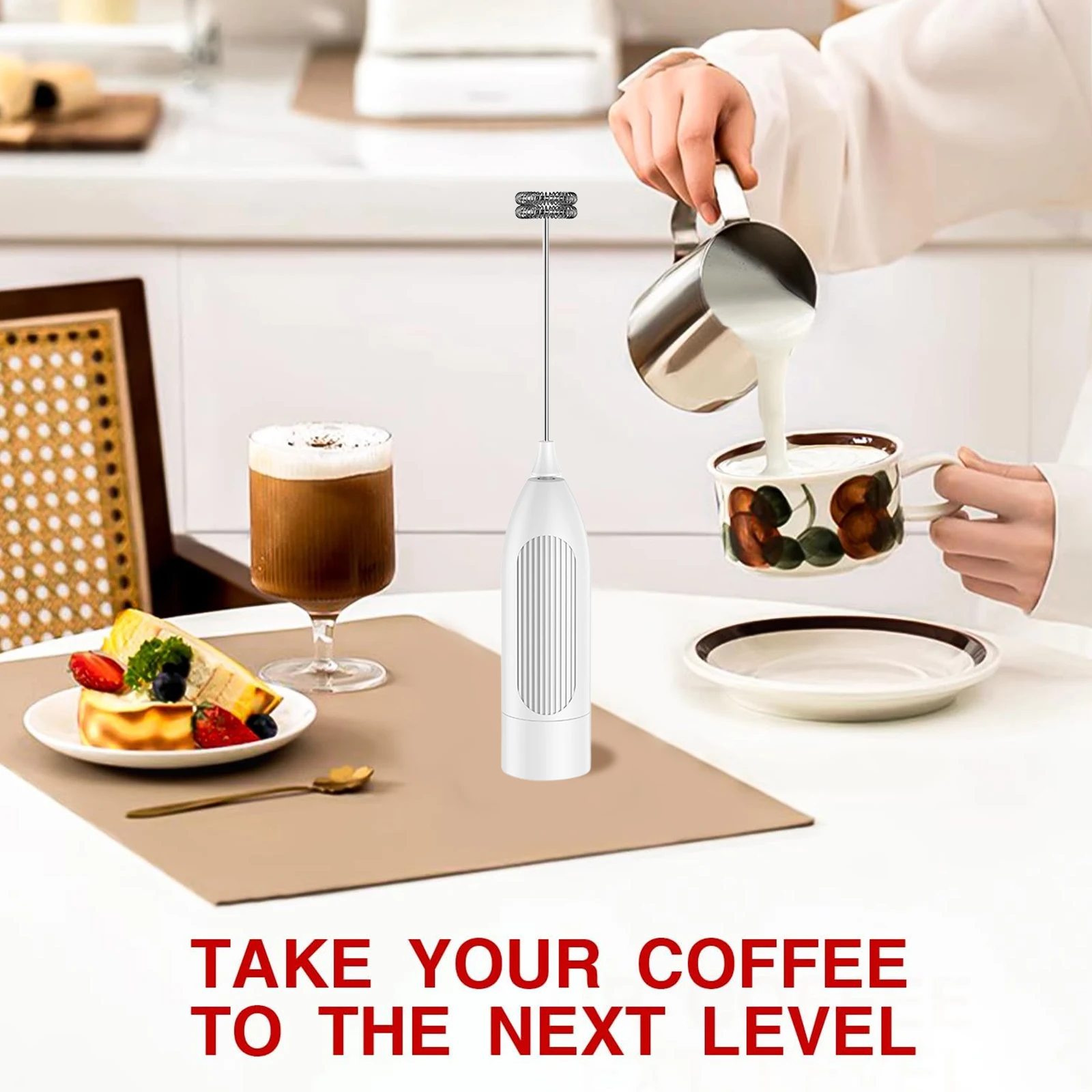 Wireless Milk Foamer Coffee Whisk Mixer Electric Egg Beater Mini Frother Handle Stirrer Cappuccino Maker Housewarming gift idea 5