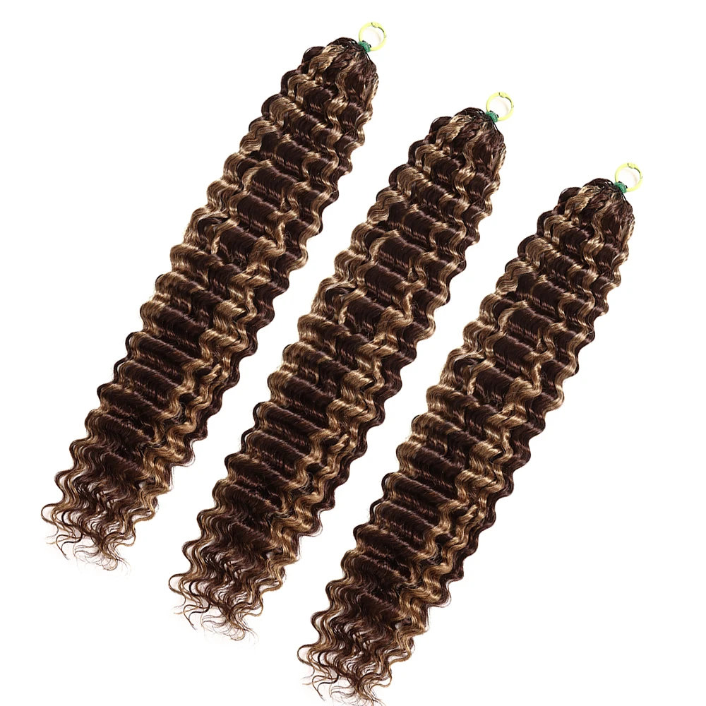 Capelli Umani Ricci Ombre Highlight Deep Wave Feather Crochet Senza Nodi 4/27 - immagine 2