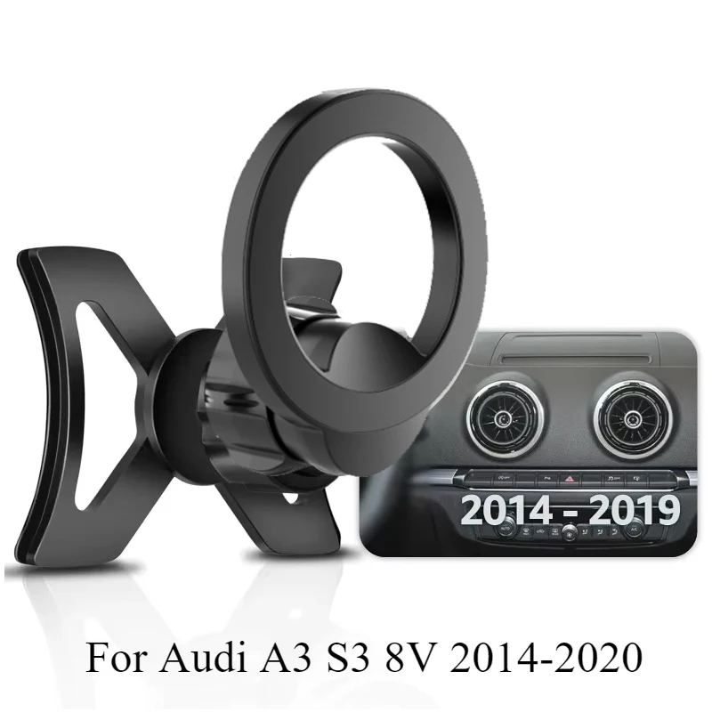 Supporto Magnetico Per Auto Per Audi A3/S3 8V (2014-2019) - Rotazione 360°, Prese D'Aria, Nero