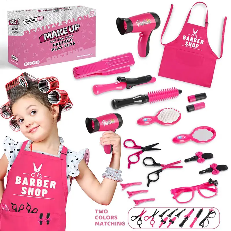Set De Salón De Belleza Para Niñas – Muñeca Cabezal Con Pelo Dorado, Rizador, Horquillas Y Accesorios – Juego De Imitación De Peluquería Para Niñas De 3 A 8 Años