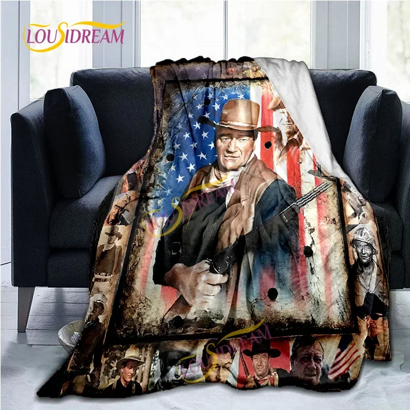 John Wayne Blanket Super Soft 3D Printed Famous Cowboy Actor John Wayne Flannel Blanket Home Bedroom Washable Warm Lazy Blanket 2