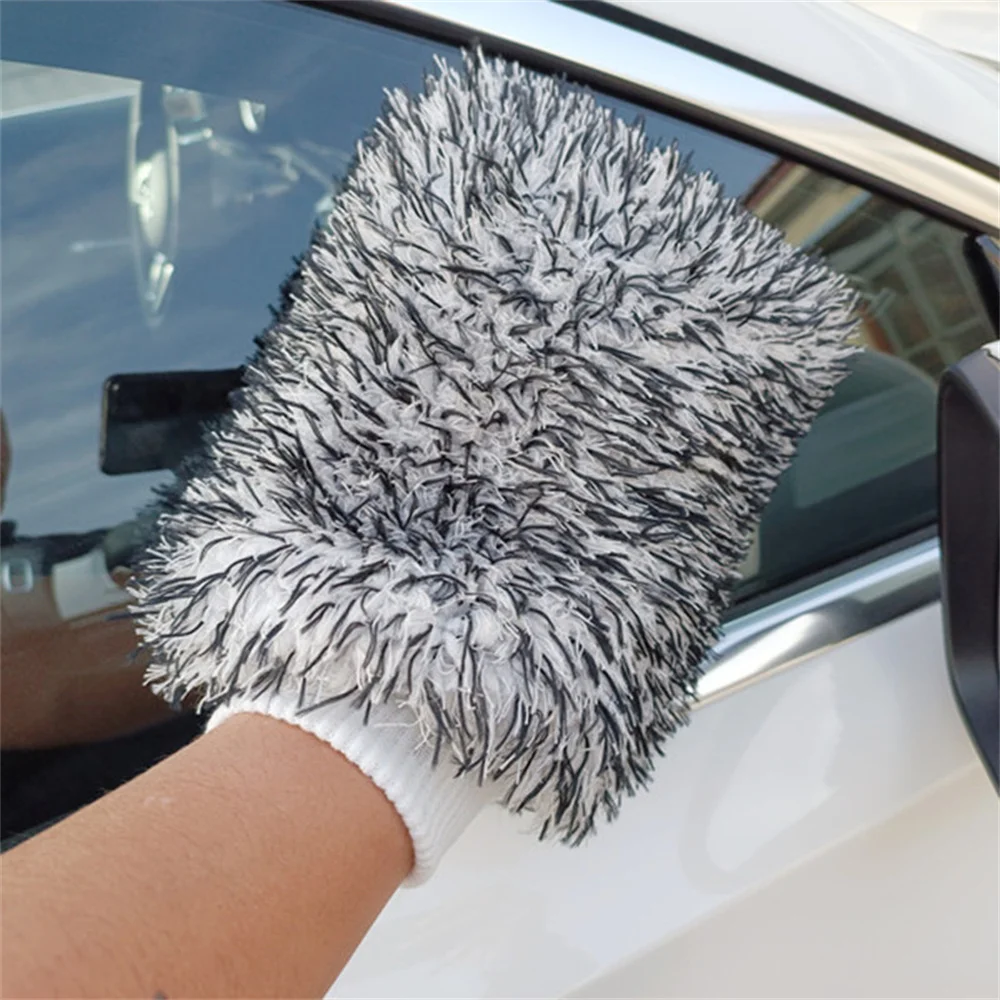 Coral Fleece Car Cleaning Gloves Large Color Plush Fine Fiber Cleaning Towel Car Washing Supplies Bear Paw Accessories Wholesale images - 6