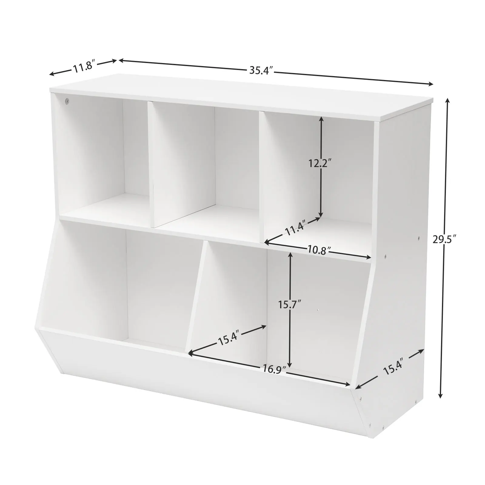 Kids Bookshelf, Bookcase Footboard, Toy Storage Cubby, Children's Toy Shelf, 35.4" L Toy Storage Cabinet Fit for Children's Room 6