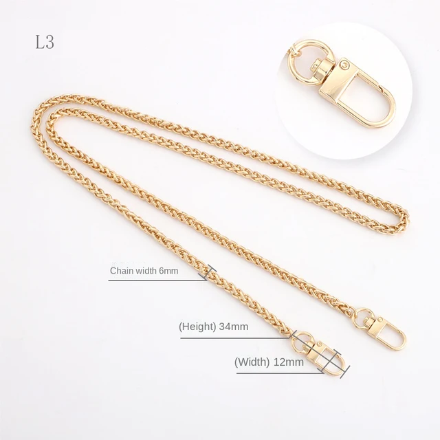 Multicolor Bag Chain Accessories Gold Women's Shoulder Bag Chain Metal Bag Chain Strap Crossbody Bag Parts Belt Chain for bags L03-Light Gold