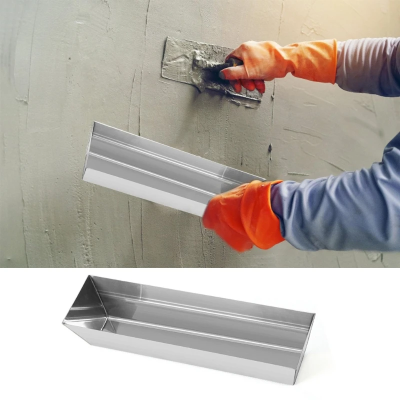 14&rdquo; 16'' Stainless Steel Watertight Reinforced Mud Pans Tapered Sides Tool Tray Bucket