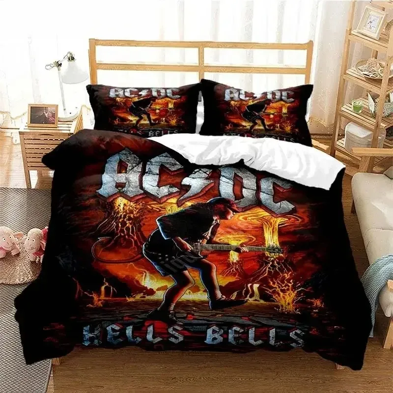 3D Print AC/DC Rock Band Bedding Set Boys Girls Twin Queen Size Duvet ...