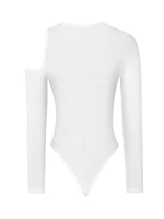 Women's solid color mesh perspective tight fitting jumpsuit sexy long sleeved jumpsuit - Image 2