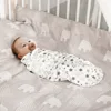 0-3Months Newborn Baby Sleeping Bag With Hat Set Adjustable Baby Swaddle Blanket Summer Thin Breathable Soft Cotton Boys Girls 6