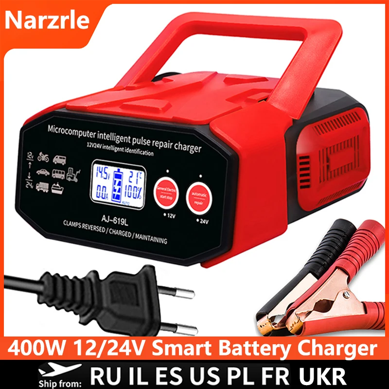 12v24v 400w Car Battery Charger Intelligent Pulse Repair Allinone