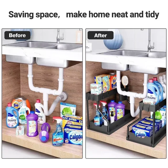 2-Tier Under Sink Sliding Cabinet Organizer 3