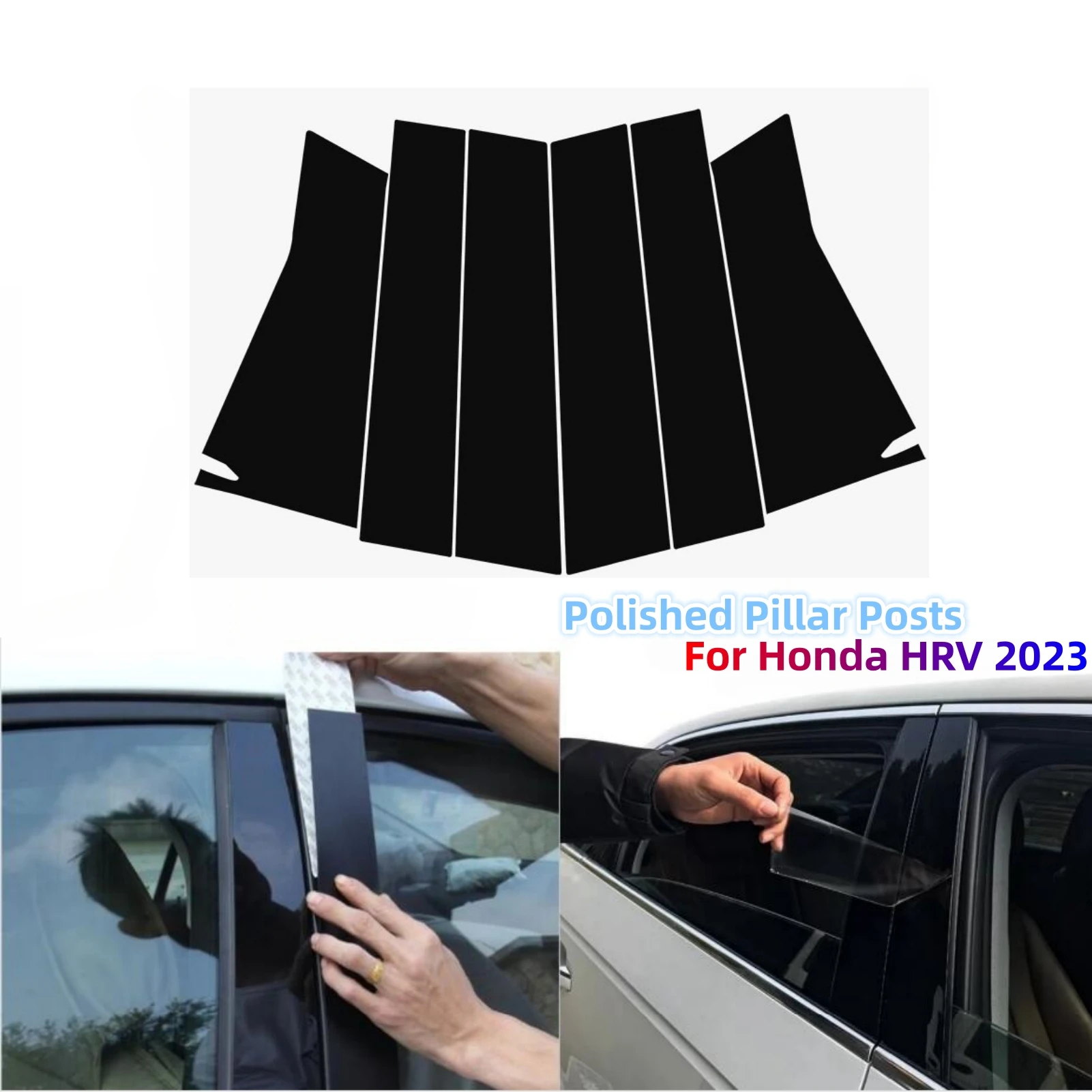 

6 шт. полированные столбики для пианино Honda HRV 2023, черное окошко, отделка крышки BC, наклейка на столбик, аксессуары для тюнинга внешней части автомобиля