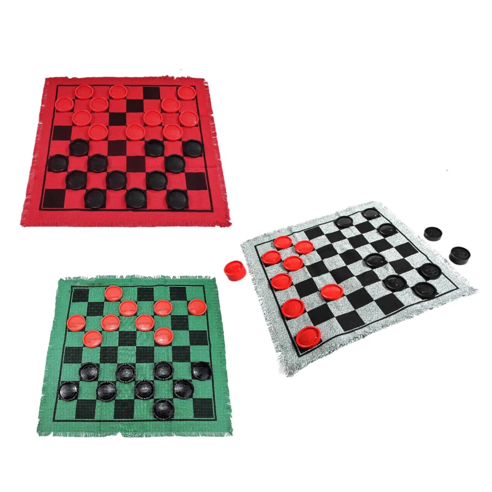Giant Checkers Board Game Mat 3 in 1 Reversible Rug Game Large Checkers Rug Mat Indoor Outdoor Yard Giant