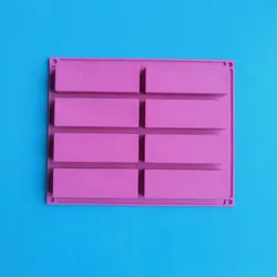 8-Cavity Silicone Rectangle Baking Mold for Cakes, Puddings, Muffins, Loaves, Brownies, Cornbread, and Soap (Purple)