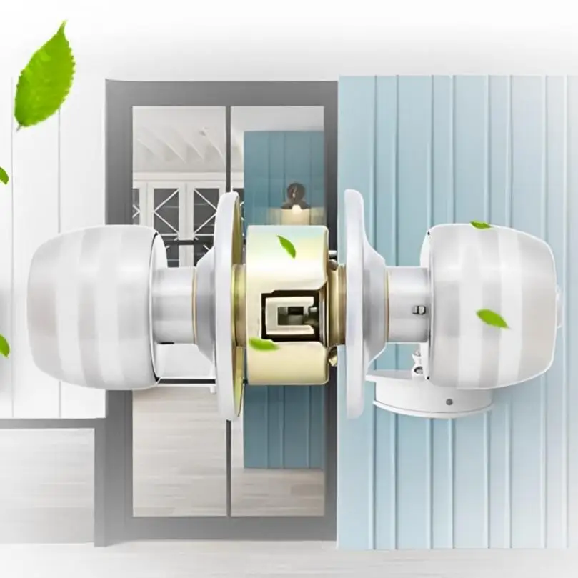 Stainless Steel 60mm Center Pitch - Row Doors Lock for Toilet / Bedroom / Wooden Door with Round Handles