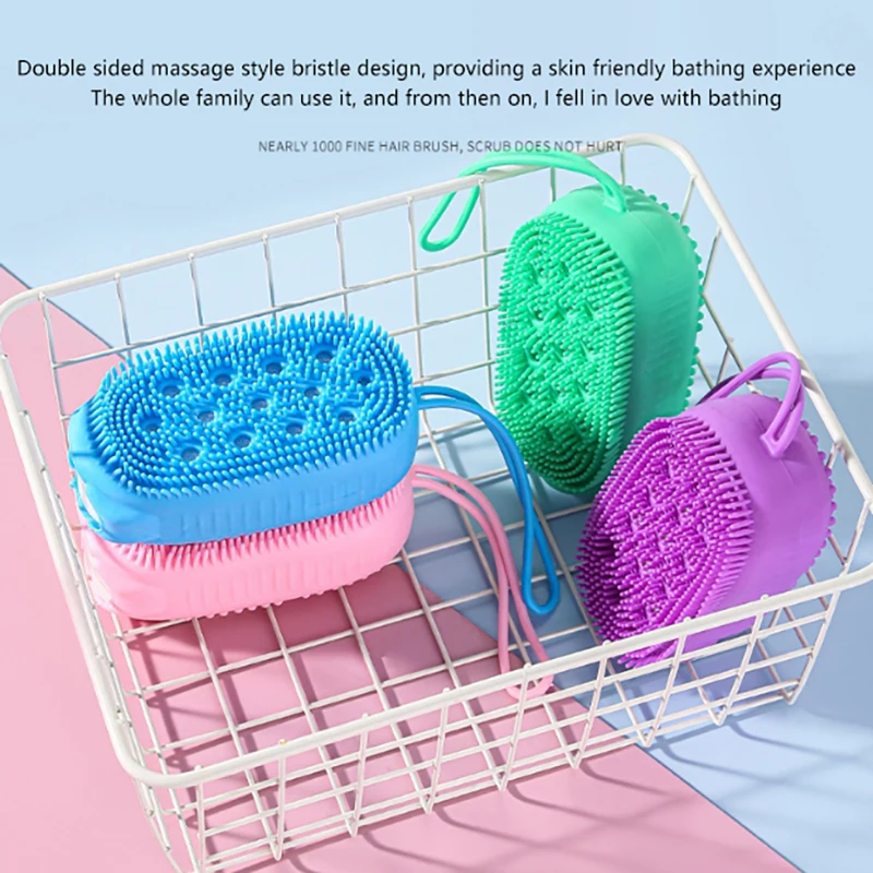 Silicone Body Scrubber Shower Exfoliating Scrub Sponge Bubble Bath Brush Massager Skin Cleaner Cleaning Pad Bathroom Accessories 3