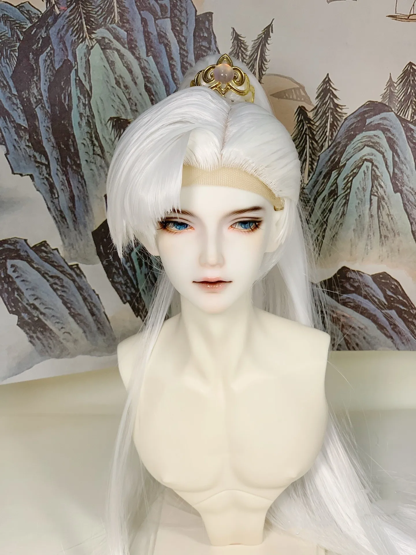

Fashion White Doll Hair, 1/4 1/6 BJD Modern Idol Long /Short Male Styling Wig