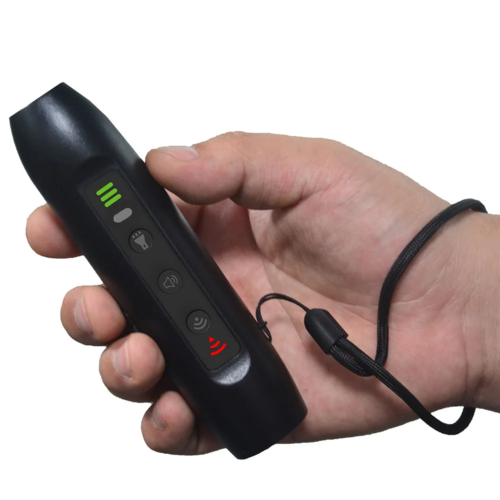 충전식 플라스틱 전자 훈련 장치, 초음파 개 퇴치제, LED 손전등, 개 훈련, 3 가지 모드, 애완 동물 제품
