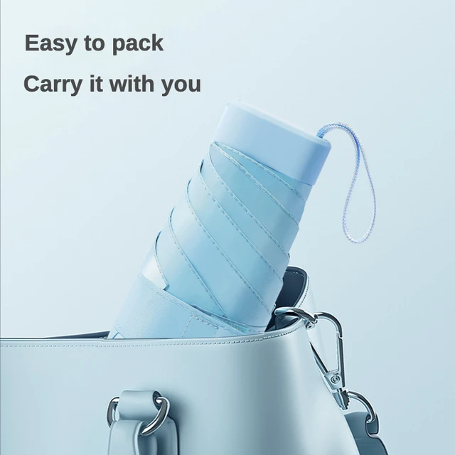 Bőr Tok Cipzáras Táska Mini Összecsukható Fényvédő Esernyő Nők Számára Napfényes Nap És Uv Védelem Kis Hordozható Zseb - Image 2