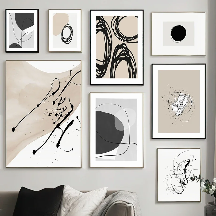 

Современная Абстрактная настенная живопись, постеры и принты круглых цветов в скандинавском стиле для украшения гостиной