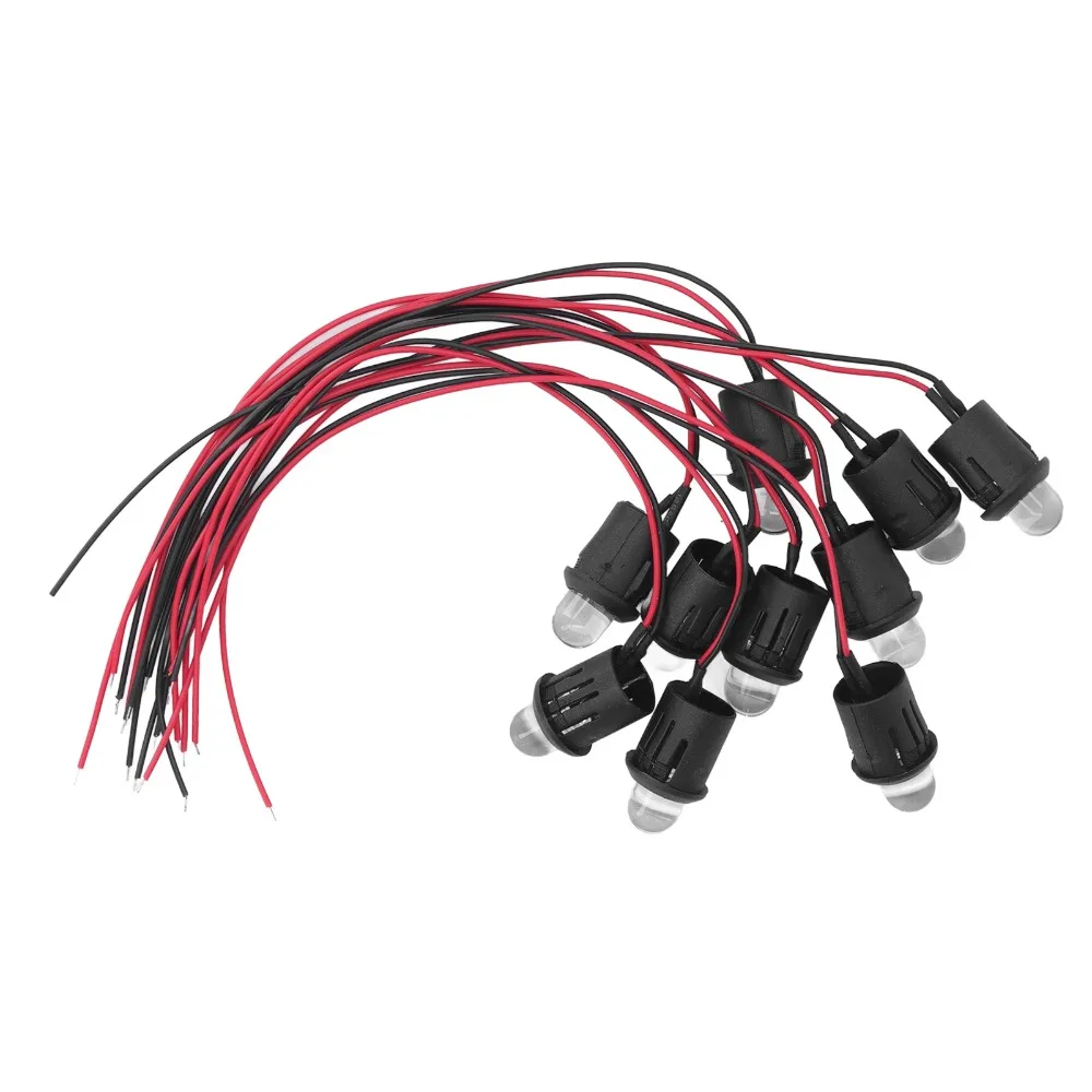 10PCS 간편 설치 10mm LED 조명 램프 전구 12V 투명 전구 파일럿 라이트 표시등 보드 표시등 자동차용