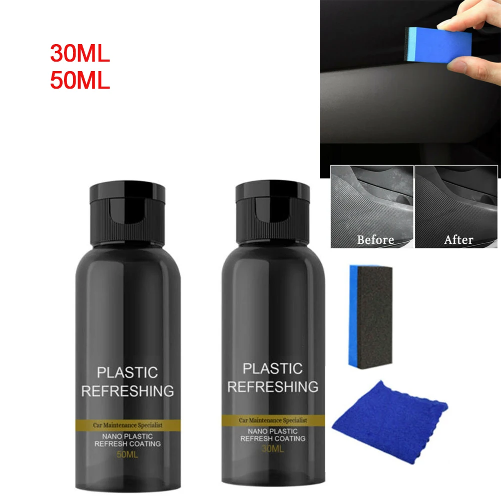 30ml/50ml Plastics Revitalizing Coating Agent Car Refurbishing Agent With Sponge Plastics Parts Refurbish For Car Easily