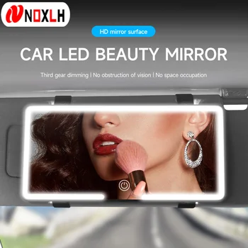 LED Car Makeup HD Mirror Sunshade Makeup Hanging Mirror Ultra Thin USB Charge Autom Cosmetic Mirror Touch Screen Dimmable Light 1