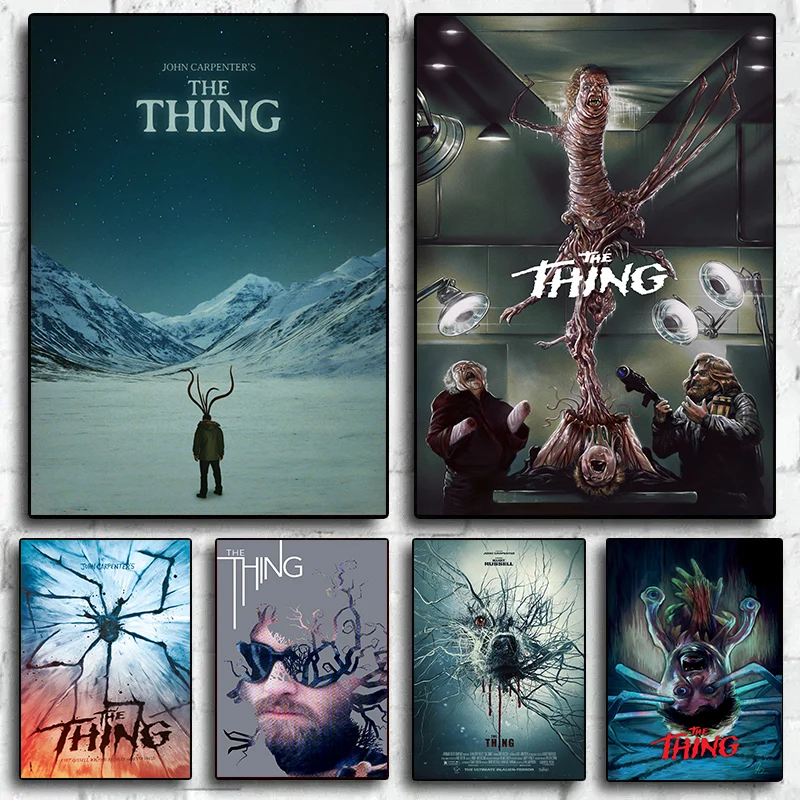 Film horror classico The Thing Poster Stampa su tela Ptura John Carpenter Immagine di arte della parete per la decorazione domestica della camera da letto  15