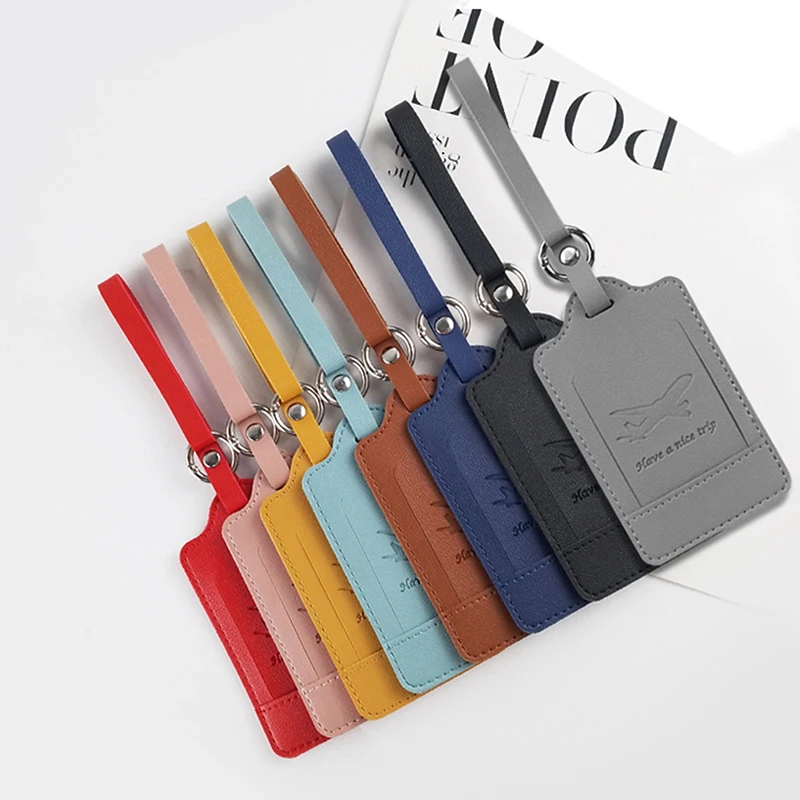 

1PC Portable PU Leather Luggage Tag Suitcase Identifier Label Baggage Board Bag Tag Name ID Address Holder Travel Passport Card