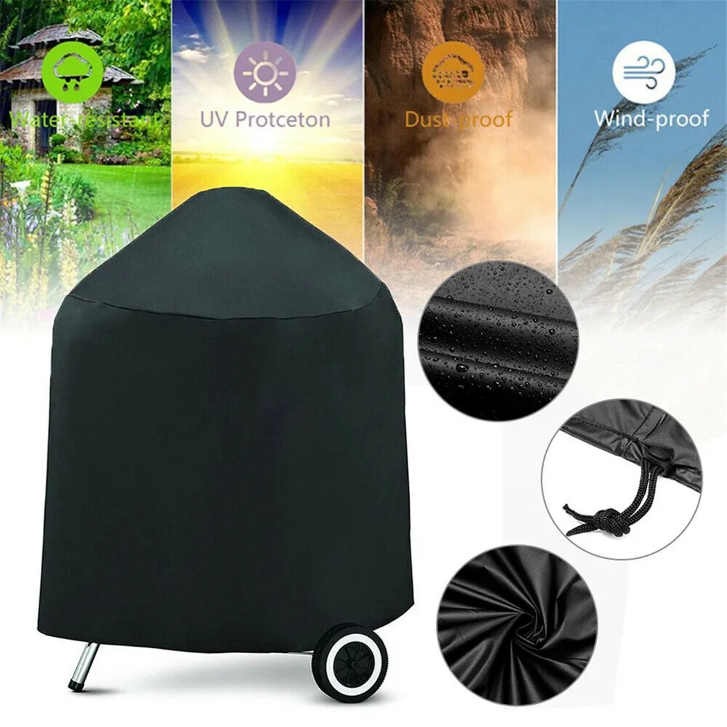 

210D BBQ Cover Black Garden Patio Grill Cover Heavy Duty Outdoor Protector Smoker Kettle Waterproof High Quality