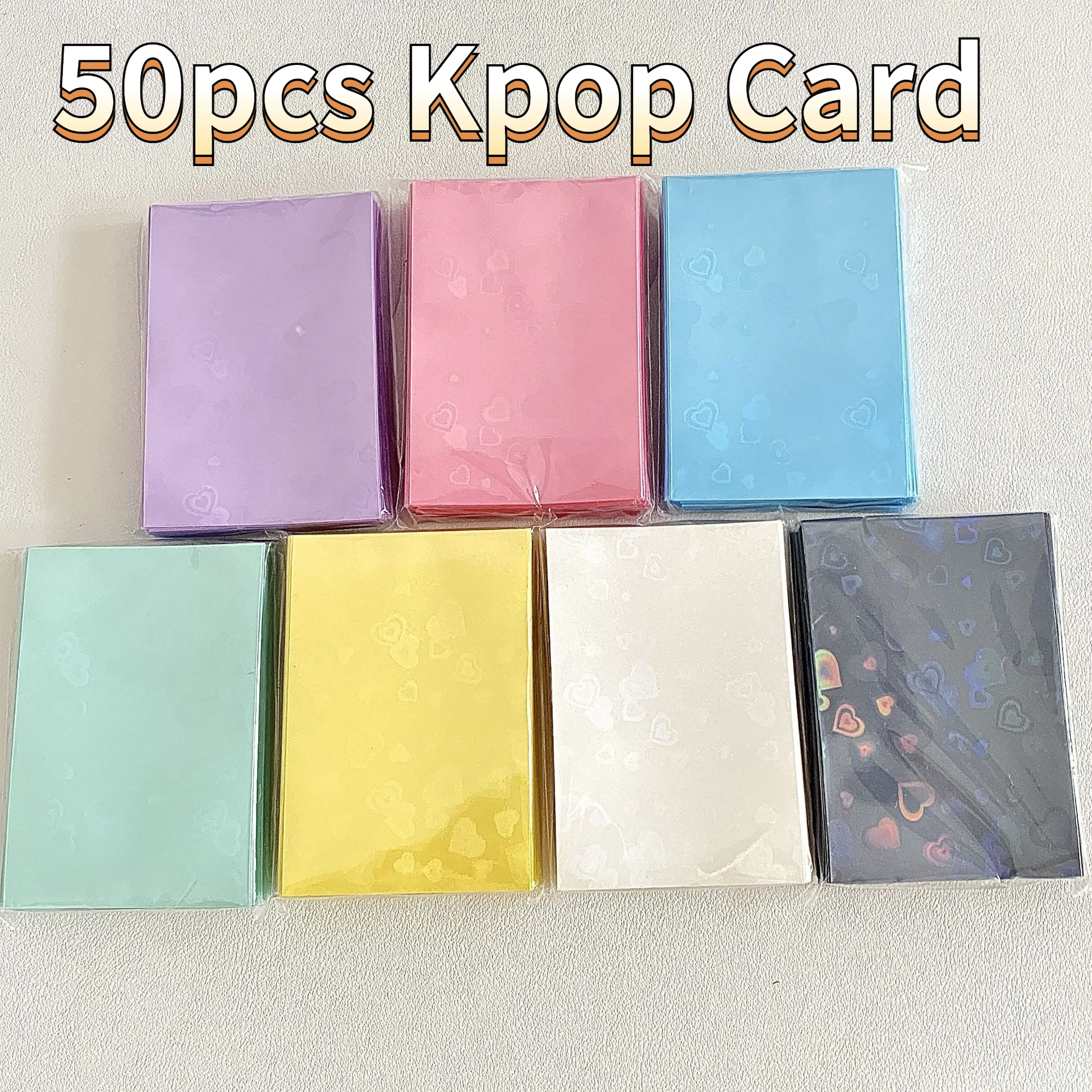 

50 шт., рукава для открыток Kpop, 61x91 мм, 20C, блестящее сердце, рукава для фотокарточек с сердцем и кумиром, защитный чехол для хранения карточек с изображением идола