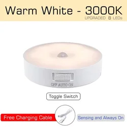 Rechargeable USB LED Motion Sensor Night Light (Warm White)