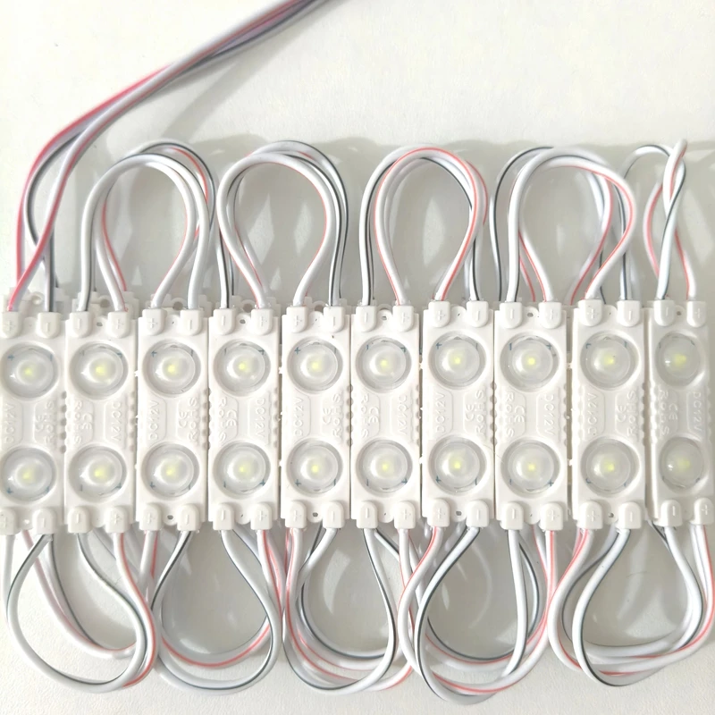 20pcs/lot 2LED injection led module light lamp white /warm white DC 12V with lens Waterproof IP65