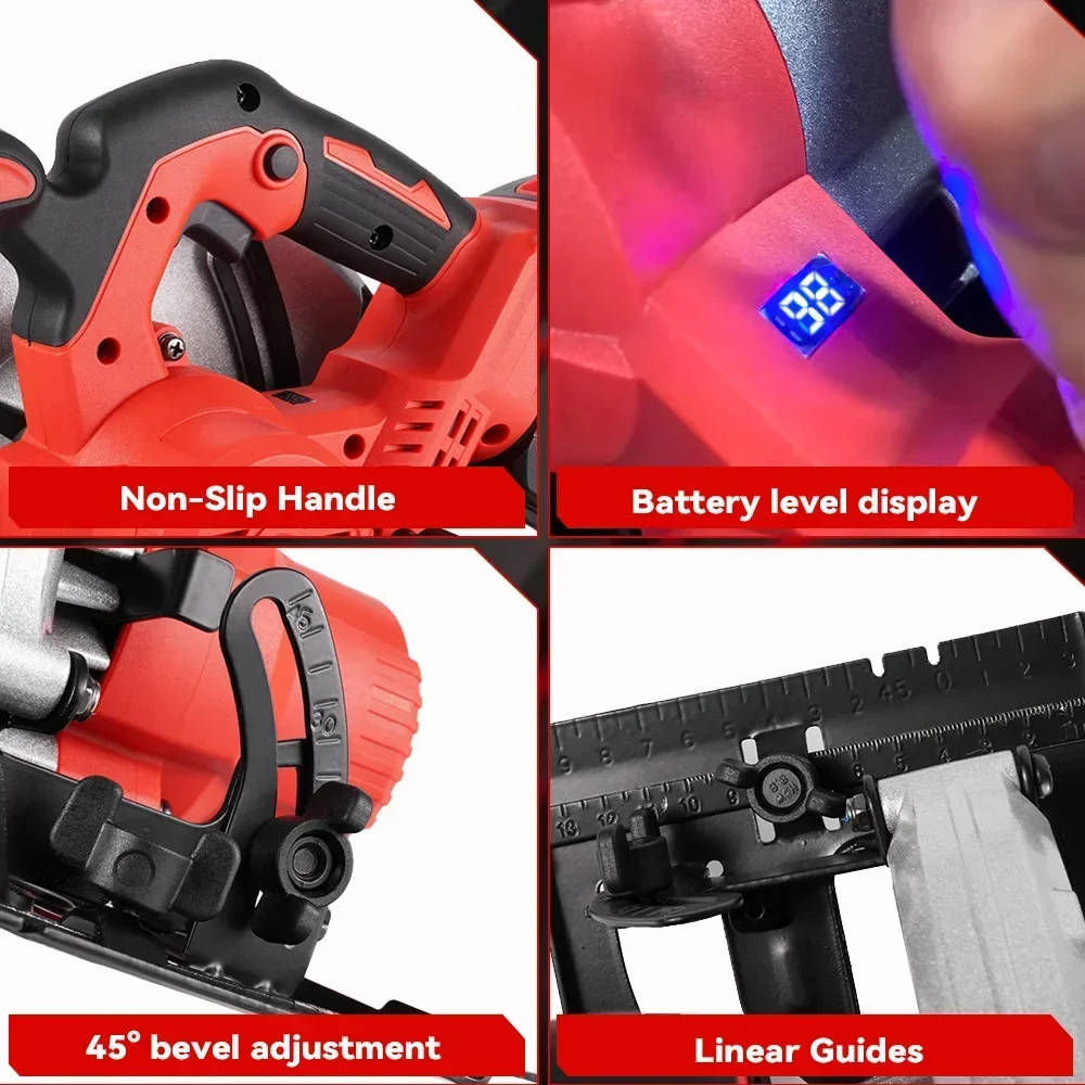 ONEVAN 4000W Brushless Electric Circular Saws 7Inch 185mm Cordless Electric Cutting Woodworking Tool For 21V 18V Battery