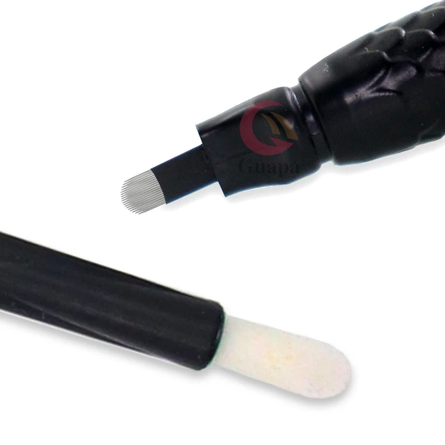 2PCS Microblading Supplies Nano 18U Microblading Disposable Pen With Pigment Sponge for Eyebrow Semi Permanent Makeup