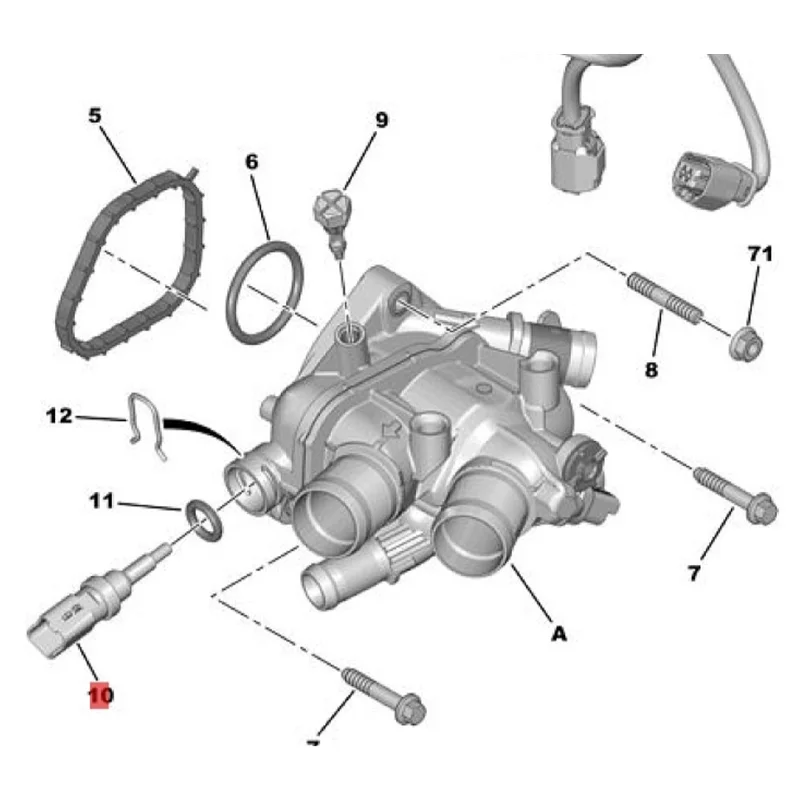 9808647080 Cooling System Pump Coolant Thermostat Hose For Peugeot 207 308 1.6T Citroen C4 L C4(B7) DS3/4/5/6 Heating Thermostat