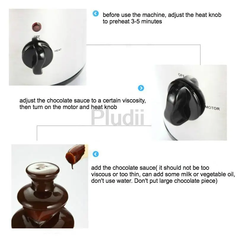 220V Four Layers Electrical Chocolate Fountain Chocolate Melt Fondue Waterfall Machine Fountain Melting Tower For Home