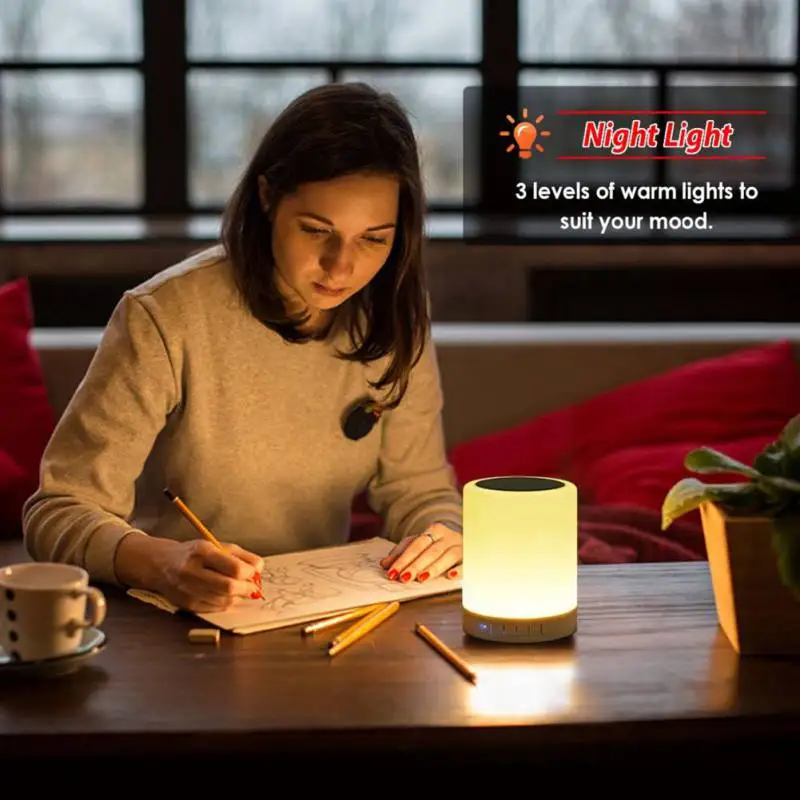 Night Light Bluetooth Speaker Wireless Portable Mini Player Touch Pat Light Colorful LED Bedside Table Lamp For Bedroom Outdoor 4